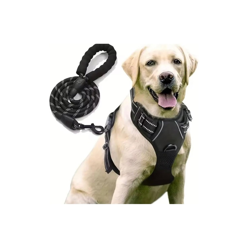 Dog Harness Leash Set No Pull Reflective Padded Vest‎ Adjustable Medium